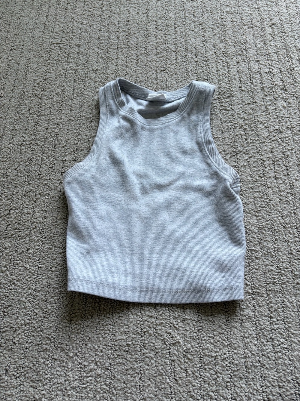 Full Tilt Light Gray Ribbed Cropped Tank Top